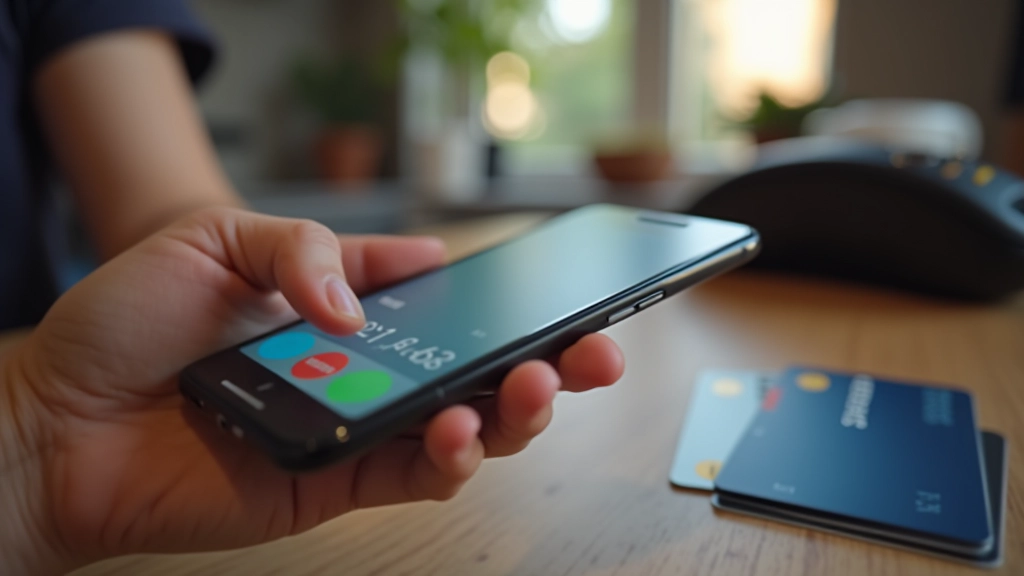 Smartphone affichant un paiement sans contact avec une carte bancaire à proximité